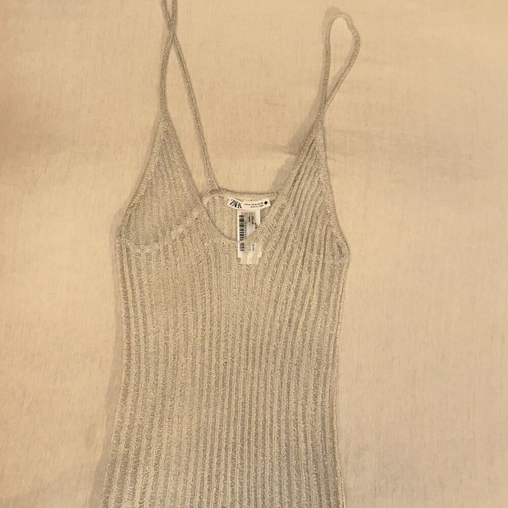 Zara Silver Sparkly Knit Top